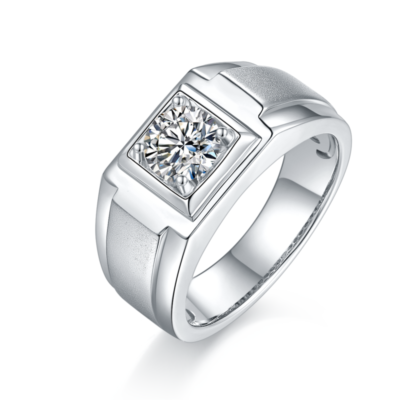 冠希款S925银镀白金MoissaniteMen's Ring1ctD级